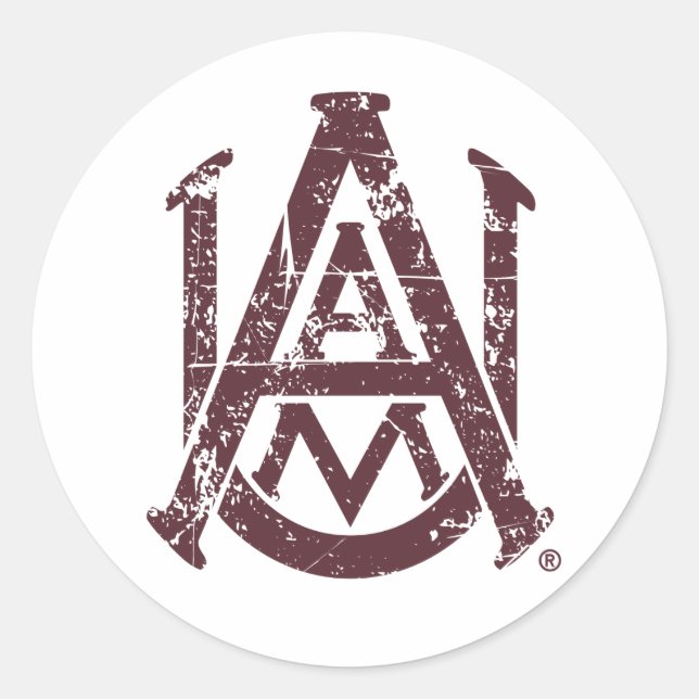 Alabama A&M University Logo Distressed Classic Round Sticker (Front)