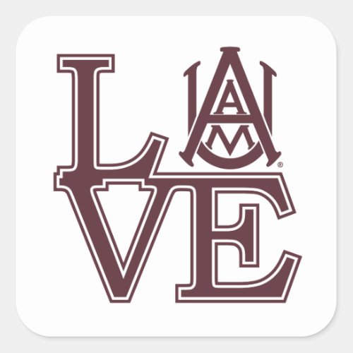 Alabama AM University Love Square Sticker