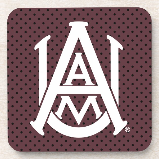 Alabama A&M University Polka Dot Beverage Coaster (Front)