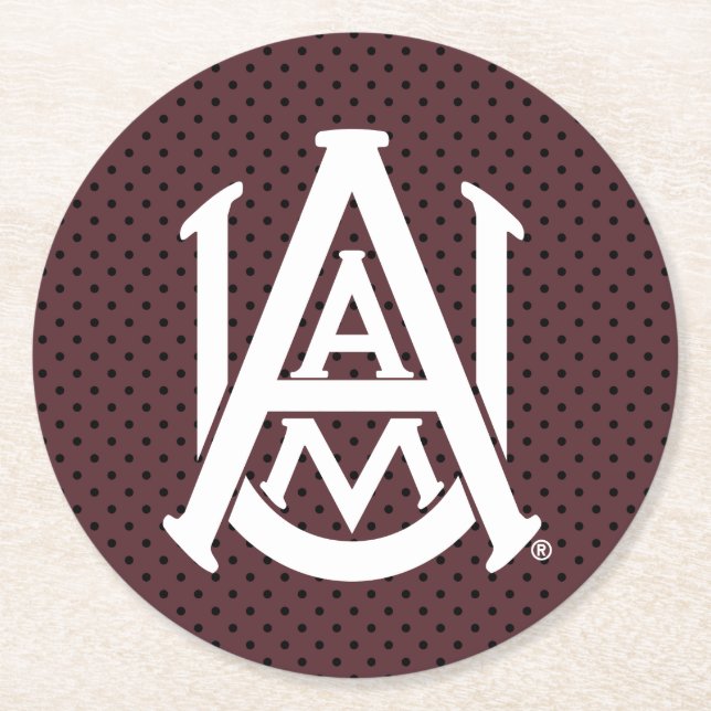 Alabama A&M University Polka Dot Round Paper Coaster (Front)