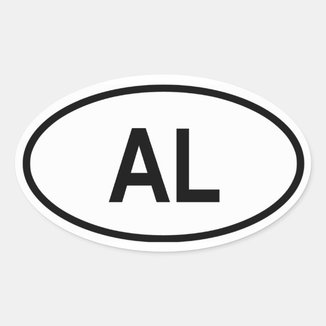 Alabama "AL" Oval Sticker (Front)