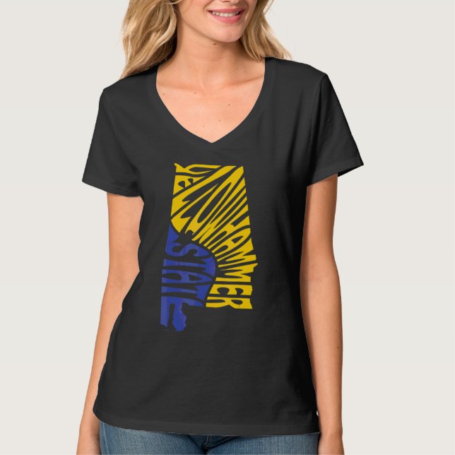 Alabama Al Us State Shape Motto T-Shirt (Front)