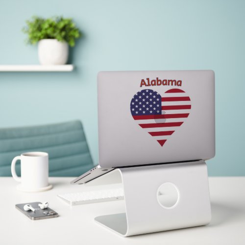 Alabama American Flag Heart Sticker