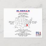 Alabama American state on a map and useful info Holiday Postcard