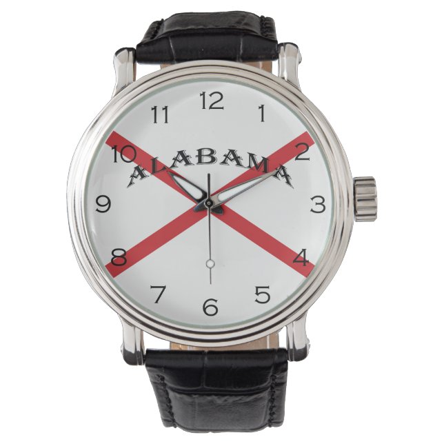 Alabama and Flag Black Numbers wacnt Watch (Front)