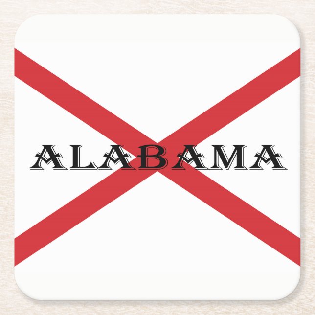 Alabama and Flag coastert Square Paper Coaster (Front)