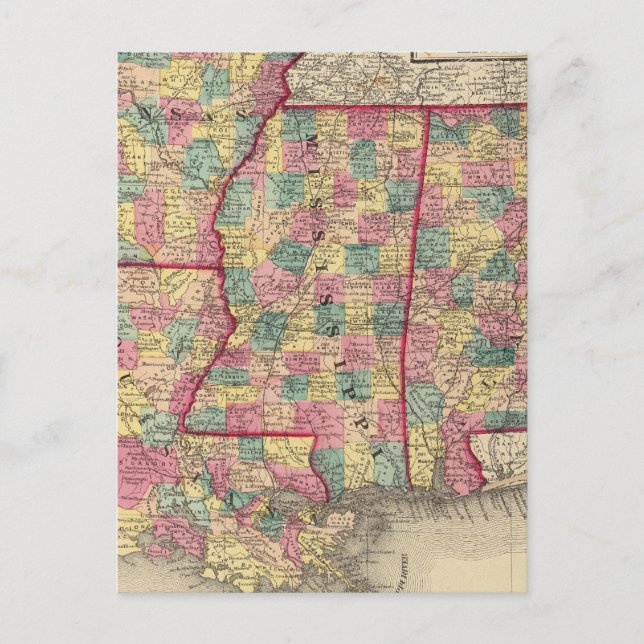 Alabama, Arkansas, Louisiana, and Mississippi Postcard (Front)