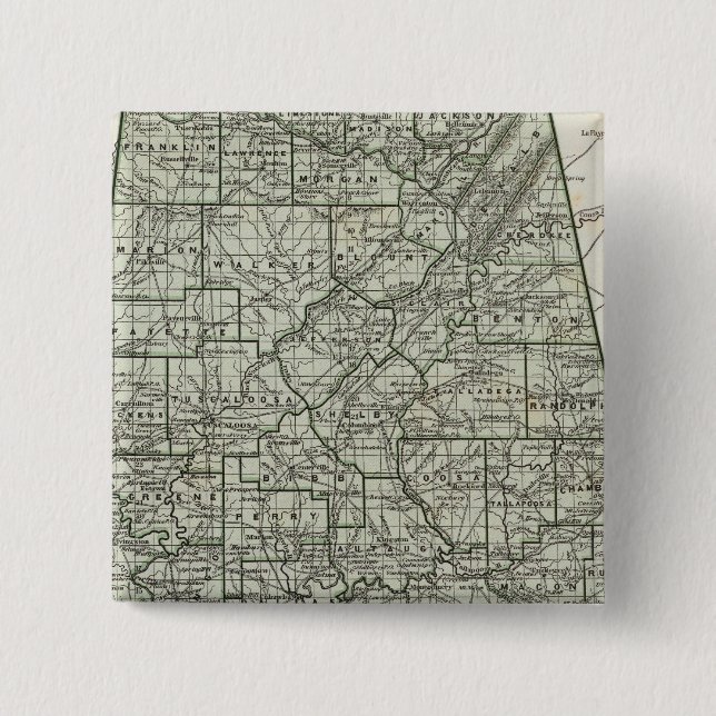 Alabama Atlas Map Pinback Button (Front)