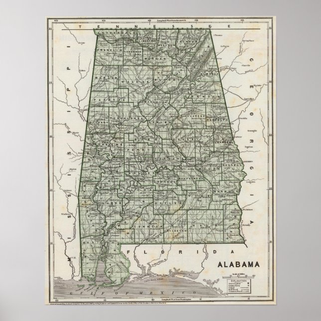 Alabama Atlas Map Poster (Front)