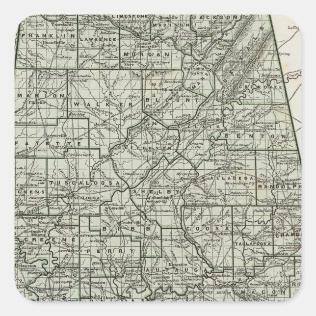 Alabama Atlas Map Square Sticker (Front)