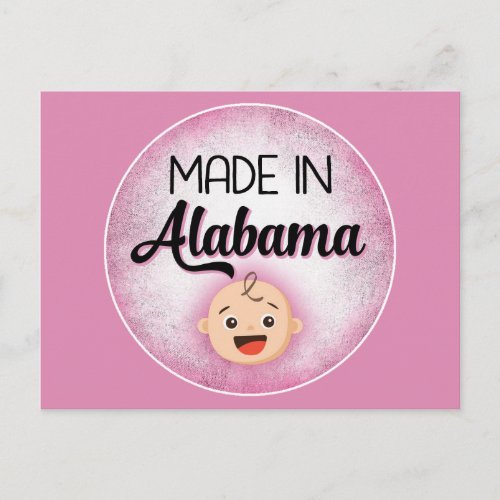Alabama Baby Funny Pink New Girl Postcard