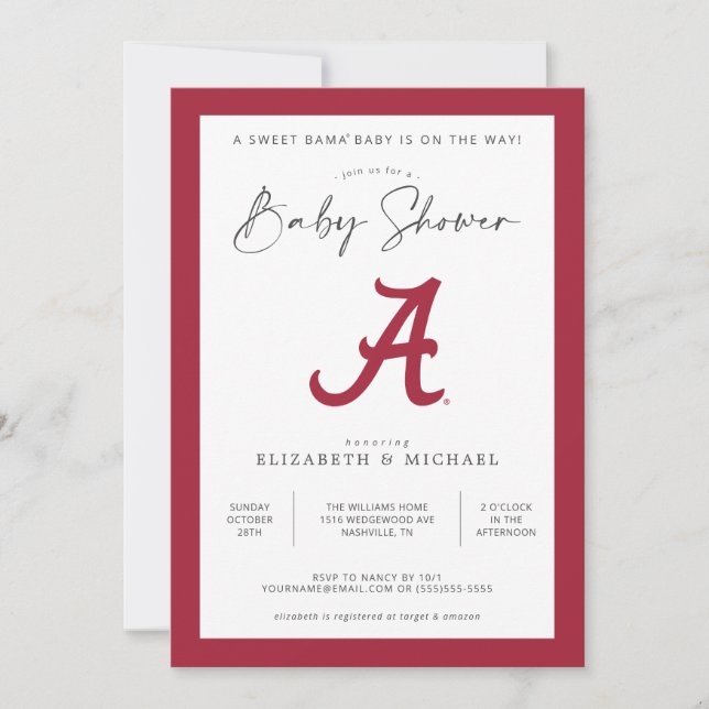Alabama Bama Baby | Baby Shower  Invitation (Front)