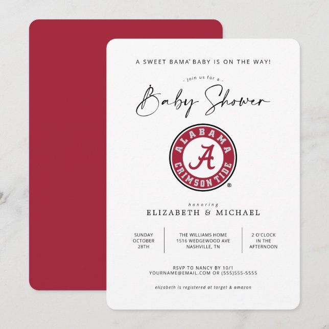 Alabama Bama Baby | Baby Shower  Invitation (Front/Back)