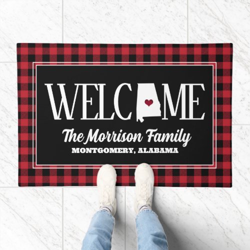 Alabama Buffalo Check Personalized Doormat
