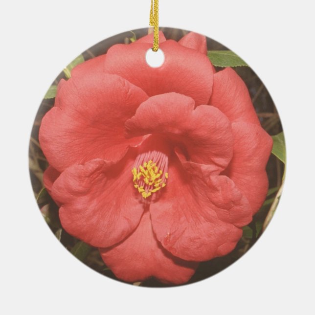 Alabama Camellia (Red) Ceramic Ornament (Back)