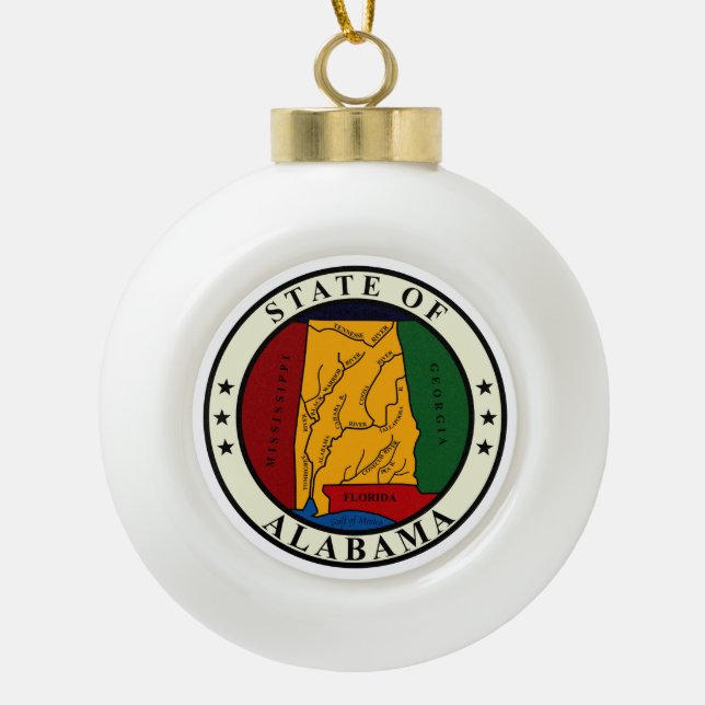 Alabama Ceramic Ball Christmas Ornament (Front)