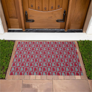 Alabama Checkerboard Pattern in Red and Gray Doormat