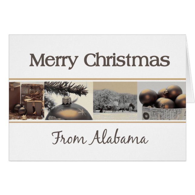 Alabama Christmas Card, state specific Cards (Front Horizontal)