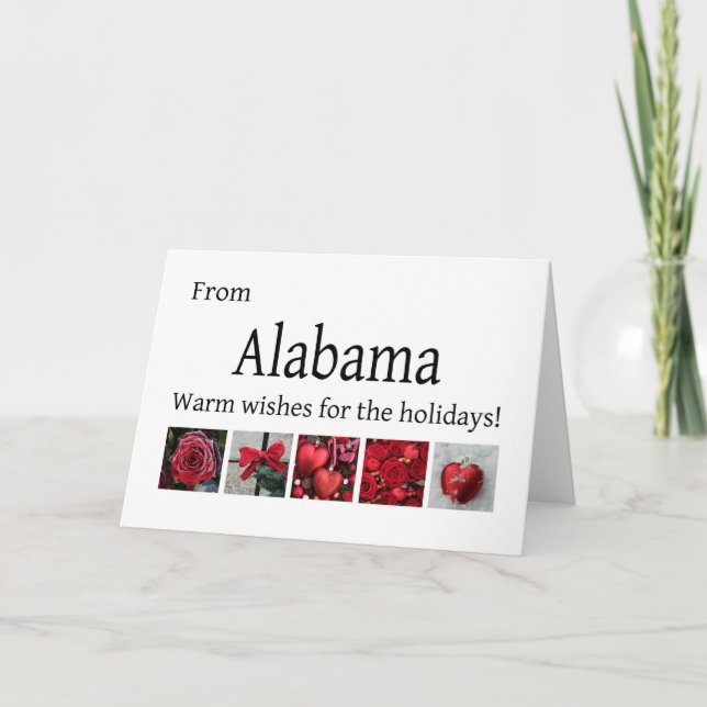 Alabama Christmas Card, state specific Holiday Card (Front)
