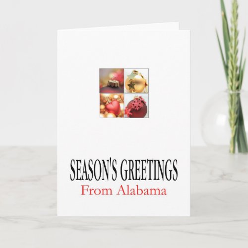 Alabama Christmas Card with ornaments