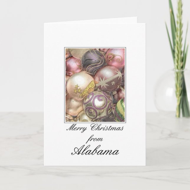 Alabama Christmas Card with ornaments (Front)
