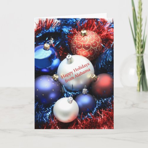Alabama Christmas Card with ornaments
