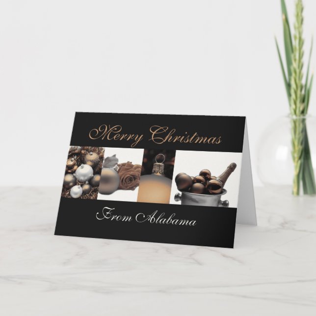 Alabama Christmas Card with ornaments (Front)