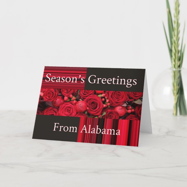 Alabama Christmas Card with roses (Front)