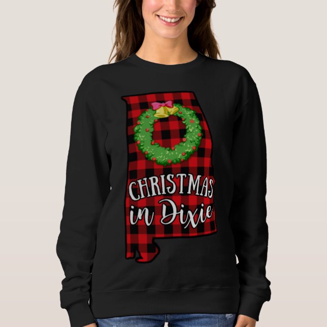 Alabama Christmas in Dixie Buffalo Red Plaid South Sweatshirt (Front)