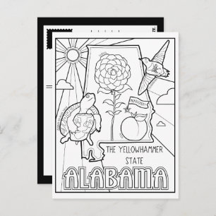 alabama color me collage postcard