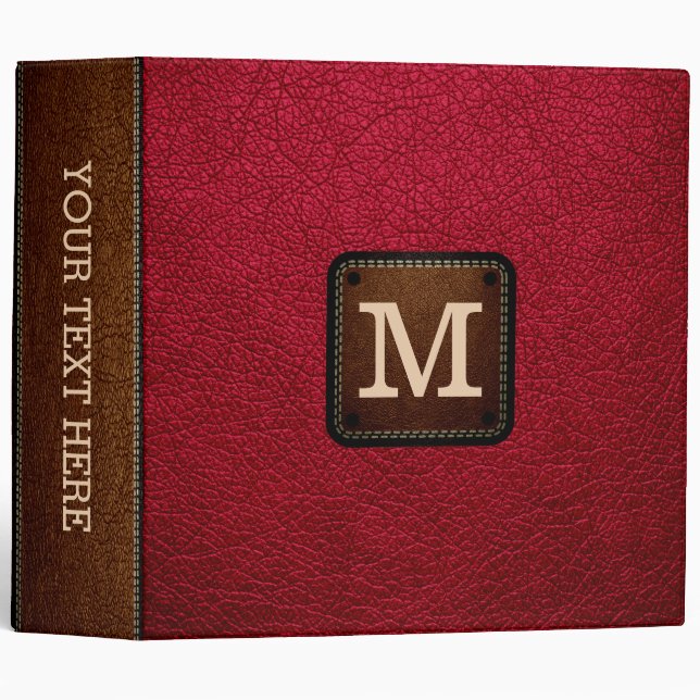 Alabama Crimson Leather Look Monogram Binder (Front/Spine)