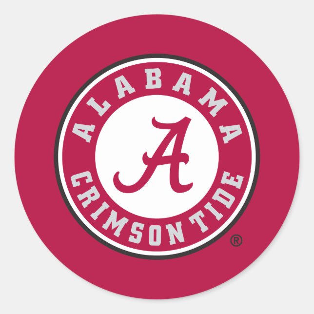 Alabama Crimson Tide Circle Classic Round Sticker (Front)