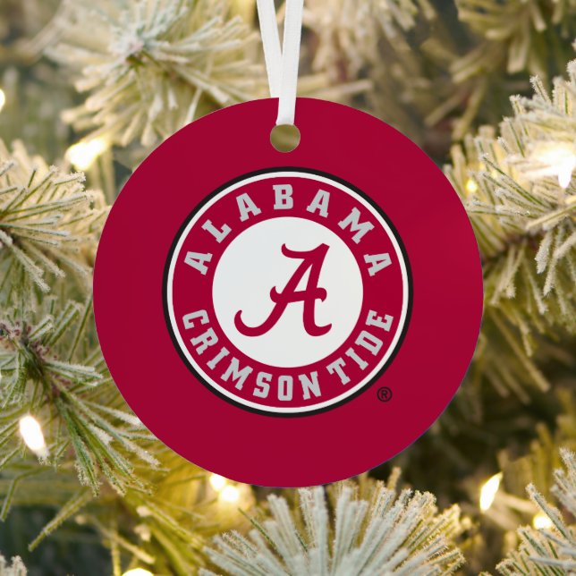 Alabama Crimson Tide Circle Metal Ornament (Insitu)