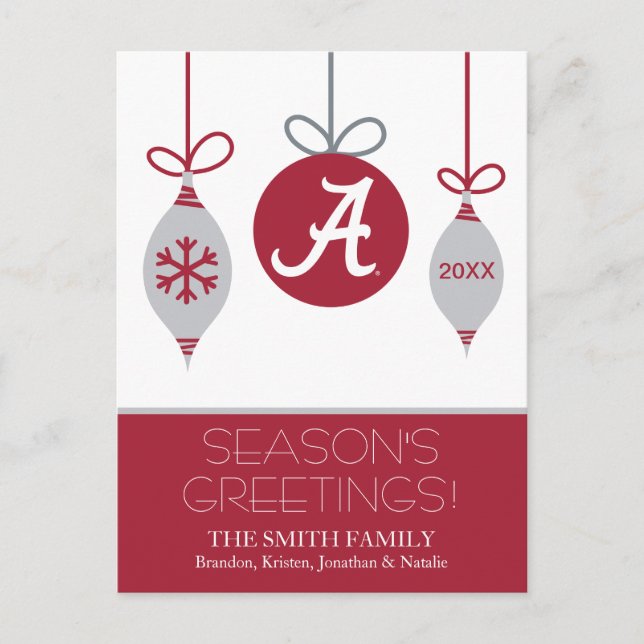 Alabama Crimson Tide Holiday Postcard (Front)