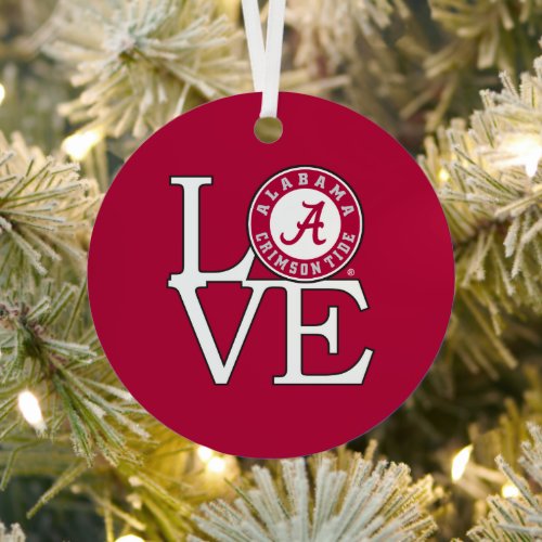 Alabama Crimson Tide Love Metal Ornament