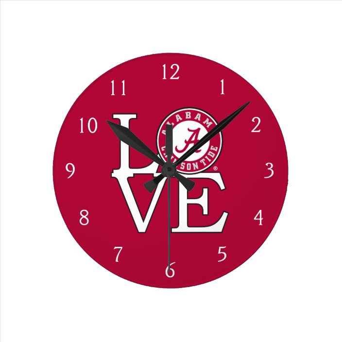 Alabama Crimson Tide Love Round Clock