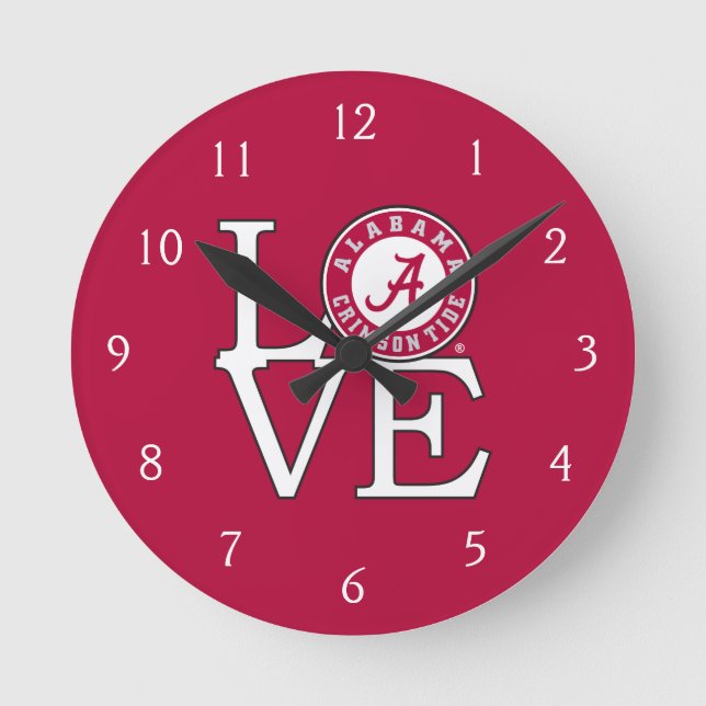 Alabama Crimson Tide Love Round Clock (Front)