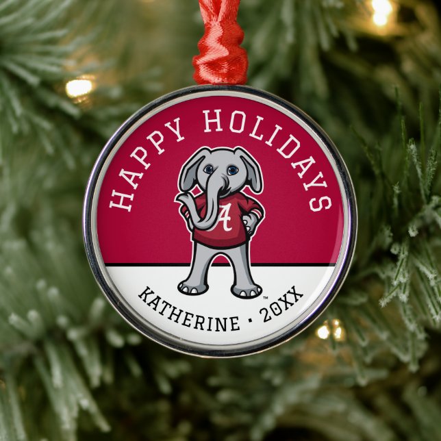 Alabama Crimson Tide | Merry Christmas Metal Ornament (Tree)