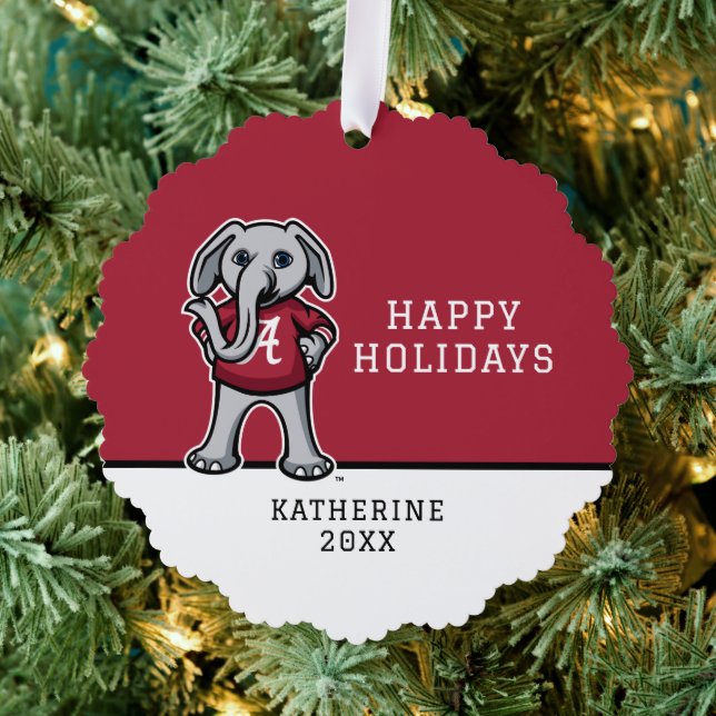 Alabama Crimson Tide | Merry Christmas Ornament Card (Insitu (Tree))
