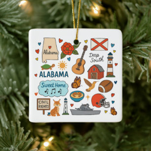 Alabama Custom Family Trip Christmas Ceramic Ornament