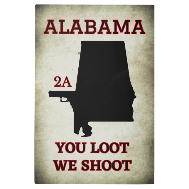 Alabama: Defend Your Second Amendment Metal Sign (Front)