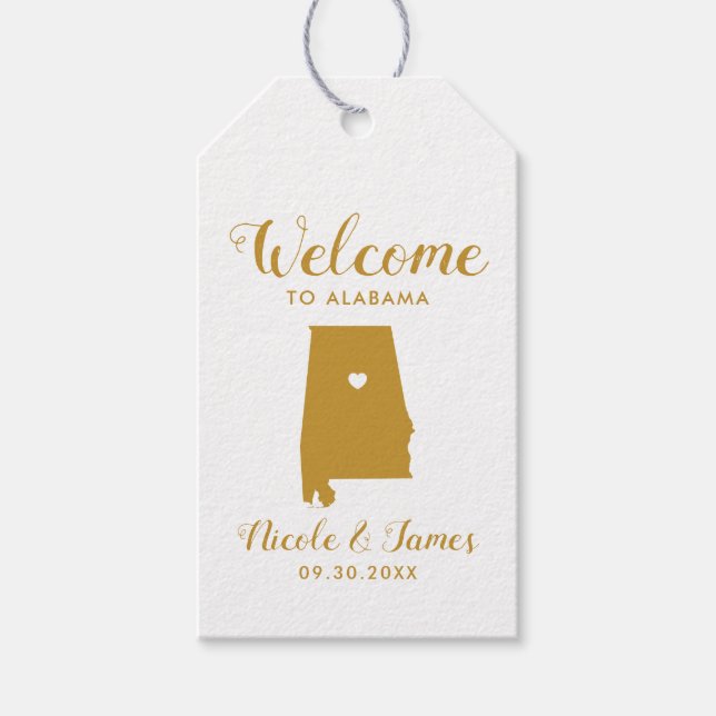 Alabama Destination Wedding Welcome Bag Gift Tags (Front)