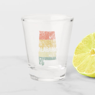 Alabama Distressed Classic Retro Sunset Colors Shot Glass