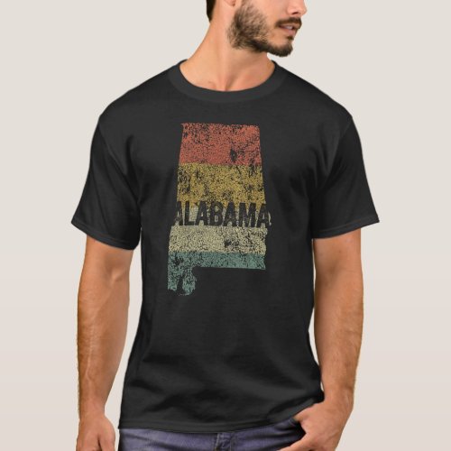 Alabama Distressed Classic Retro Sunset Colors T_Shirt