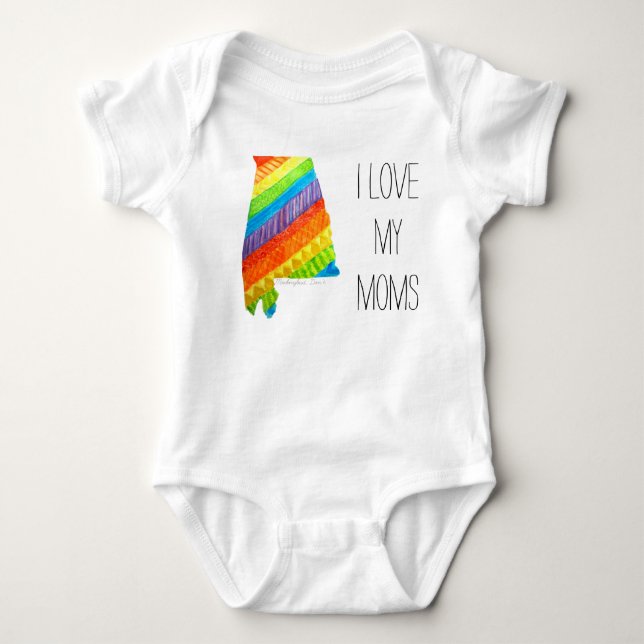 Alabama Equality "I Love My Moms" Body Suit Baby Bodysuit (Front)