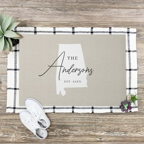 Alabama Family Monogram State Doormat