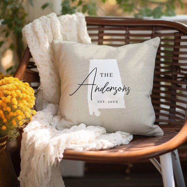 Alabama Family Monogram State Throw Pillow (Creator Uploaded)