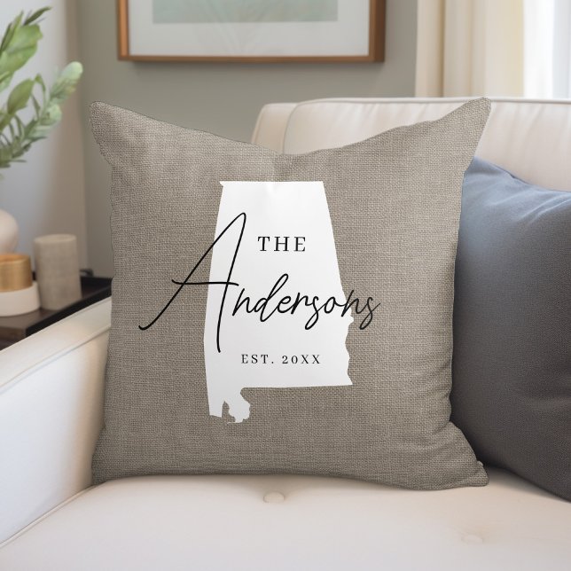 Alabama Family Monogram State Throw Pillow (Creator Uploaded)