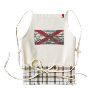 Alabama Flag on Rough Wood Boards Effect Zazzle HEART Apron