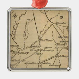 Alabama, Georgia, Florida Metal Ornament